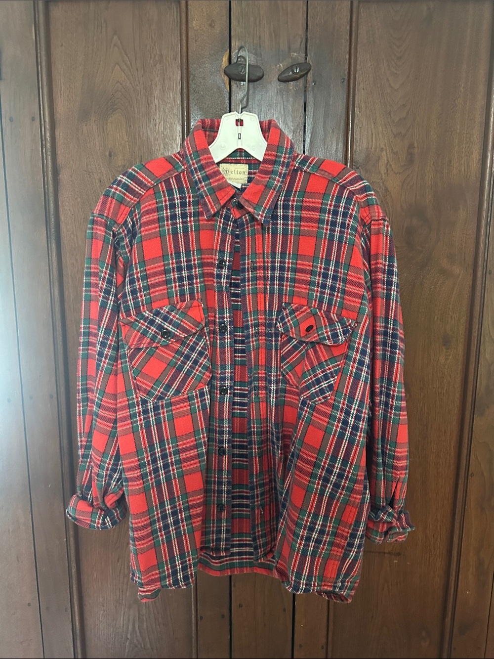 Classic Vintage Red Plaid Button-Down Shirt - Men's Casual, great condition!